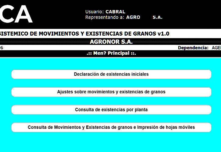 Movimientos y Existencias de Granos (Operadores)